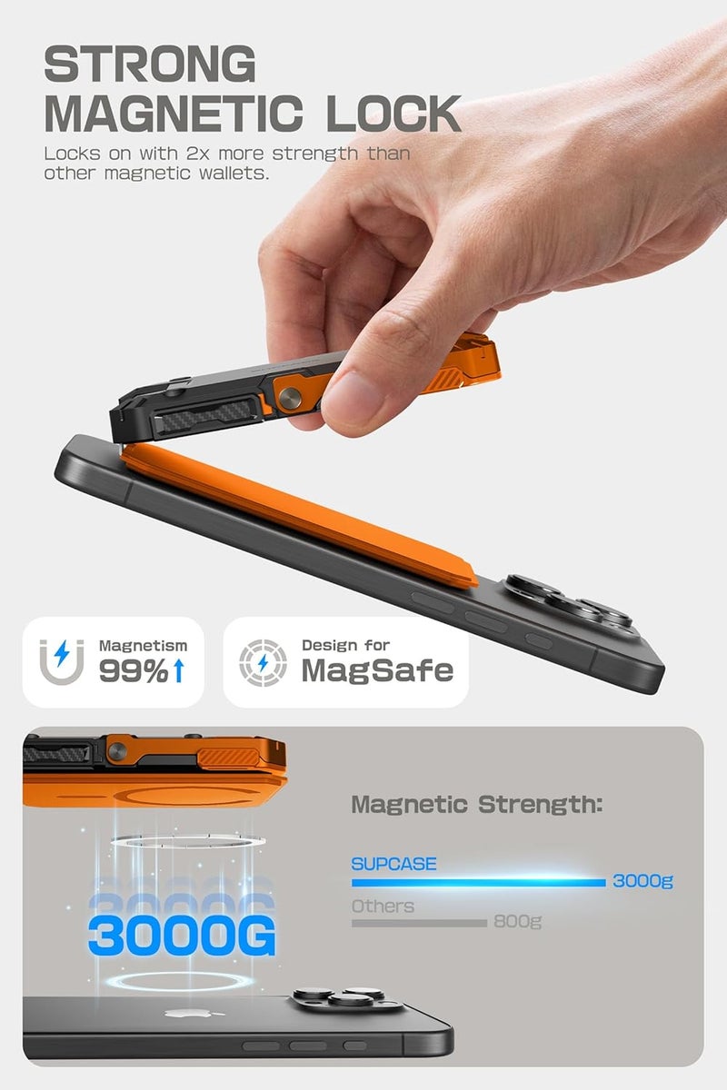 SupCase for MagSafe Wallet with Stand, Magnetic Wallet for Men, [Hold 5 Cards] [Adjustable Stand] [RFID Blocking] Phone Credit Card Holder Tripod for iPhone 17/16/15/14/13/12 Series, Coral - Image 3